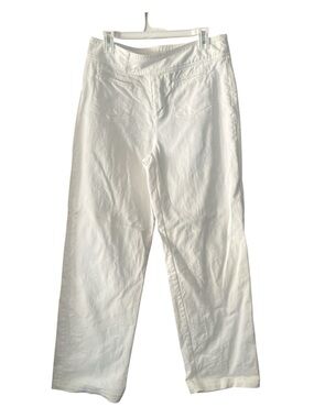 Chico's Design White Cotton wide line sailor front pockets Pants size 1.5
